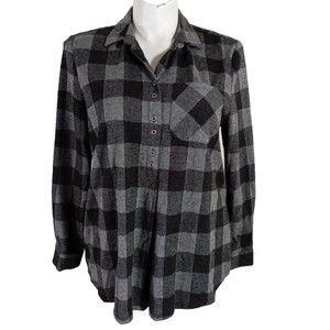 Beach Lunch Lounge Flannel Shirt Womens Size XL Pullover Soft Button Long Sl